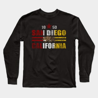 Retro San Diego California 1950 Flag Long Sleeve T-Shirt